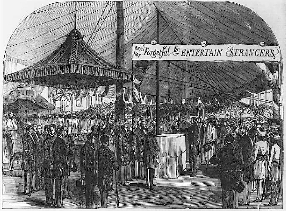 Prince Albert lays the foundation stone of the Strangers’ Home, 31 May 1856, Illustrated London News, 14 June 1856.